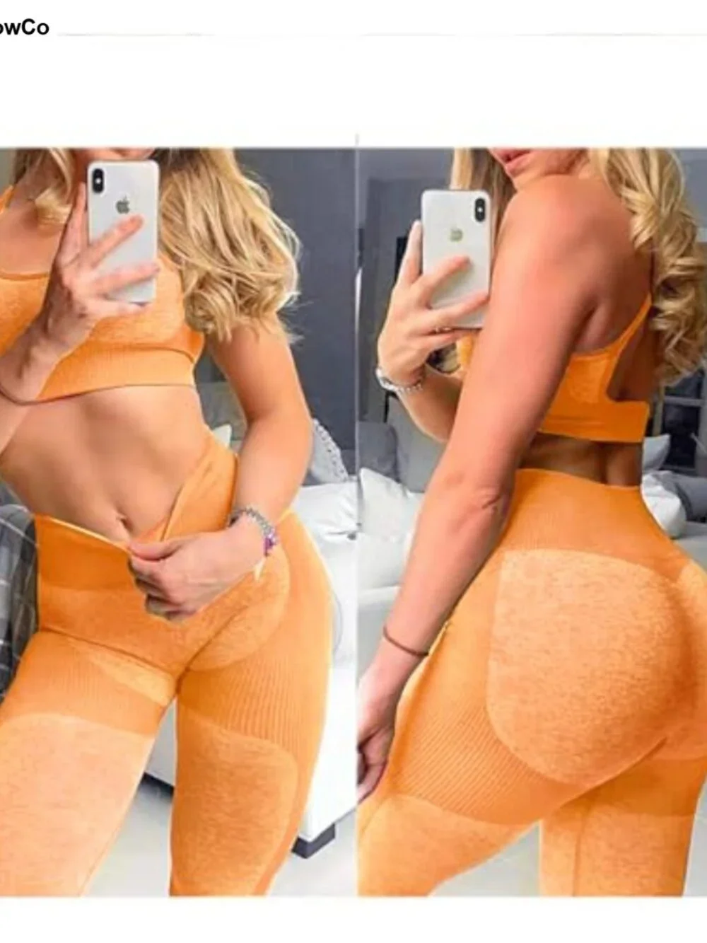 Seamless Yoga Leggings and Cross-Strap Sports Bra Gym Outfit